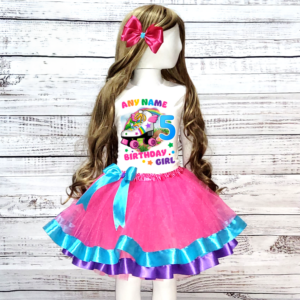 Personalized Custom Name Handmade Birthday Roller Blades Skates Pink Blue Purple Double Trim Ribbon Tutu Outfit Dress Set
